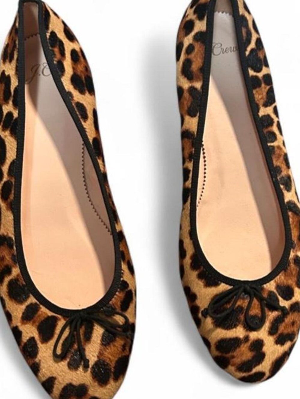 J.Crew Leopard Calf Hair Ballet Flats Bow 10